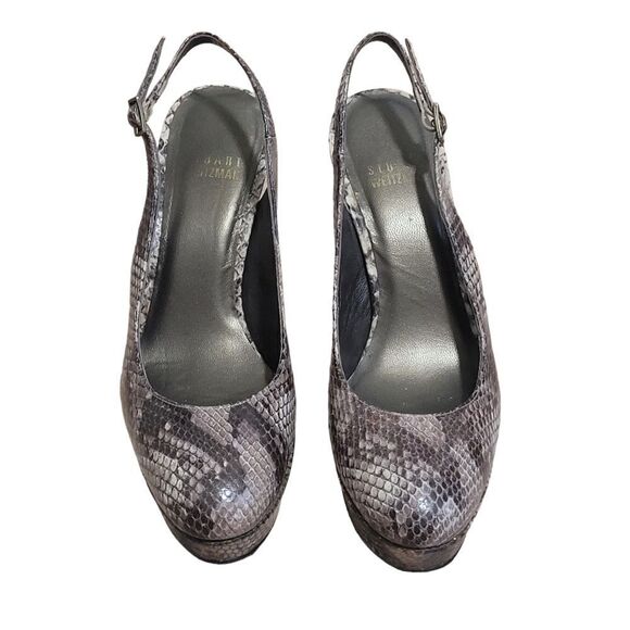 Stuart Weitzman Snakeskin Slingback Platform Heel - Picture 2 of 8